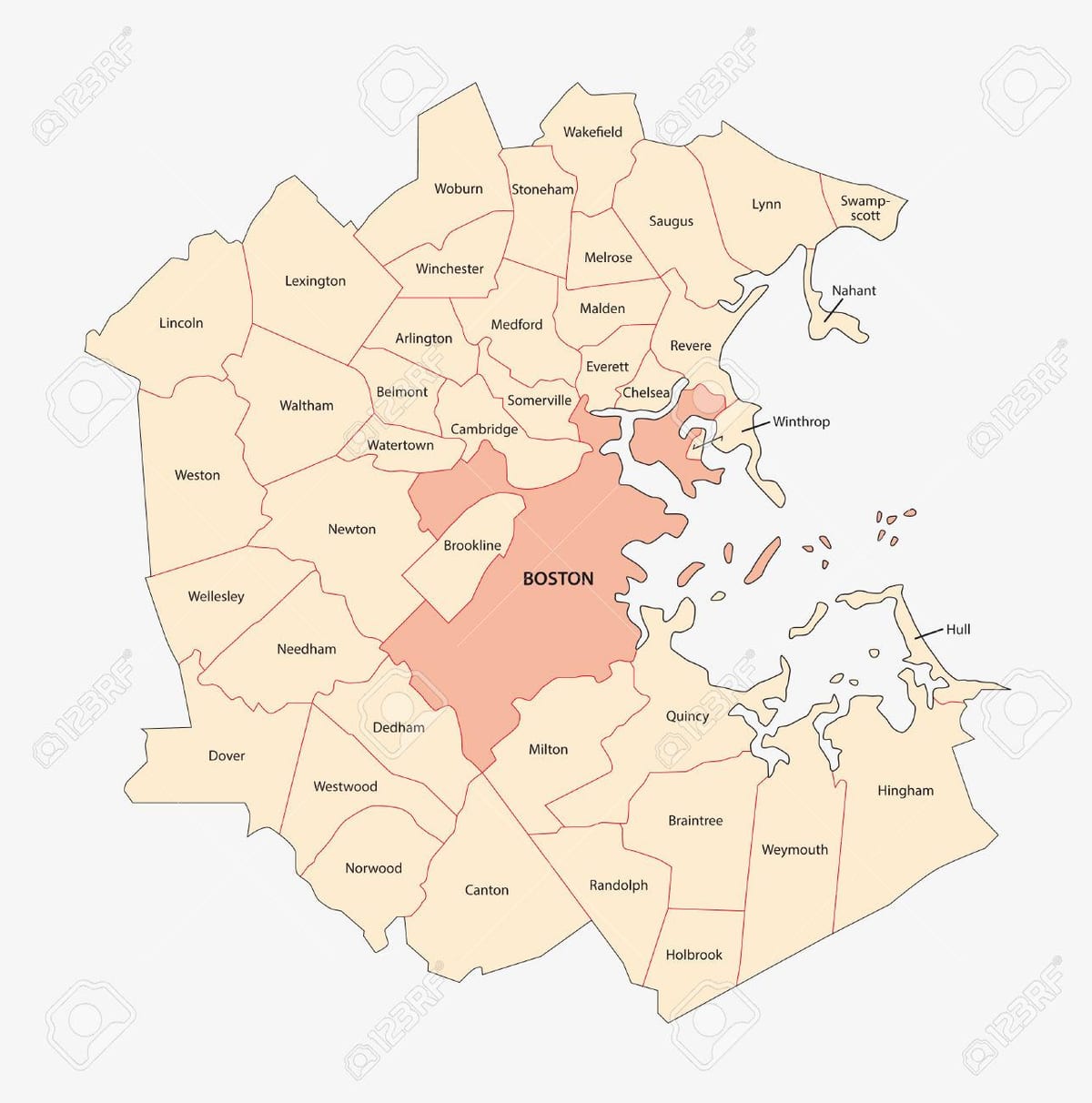 kat jeyografik nan zòn Boston