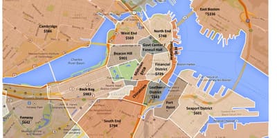 Vil Boston dekoupaj an zòn kat jeyografik